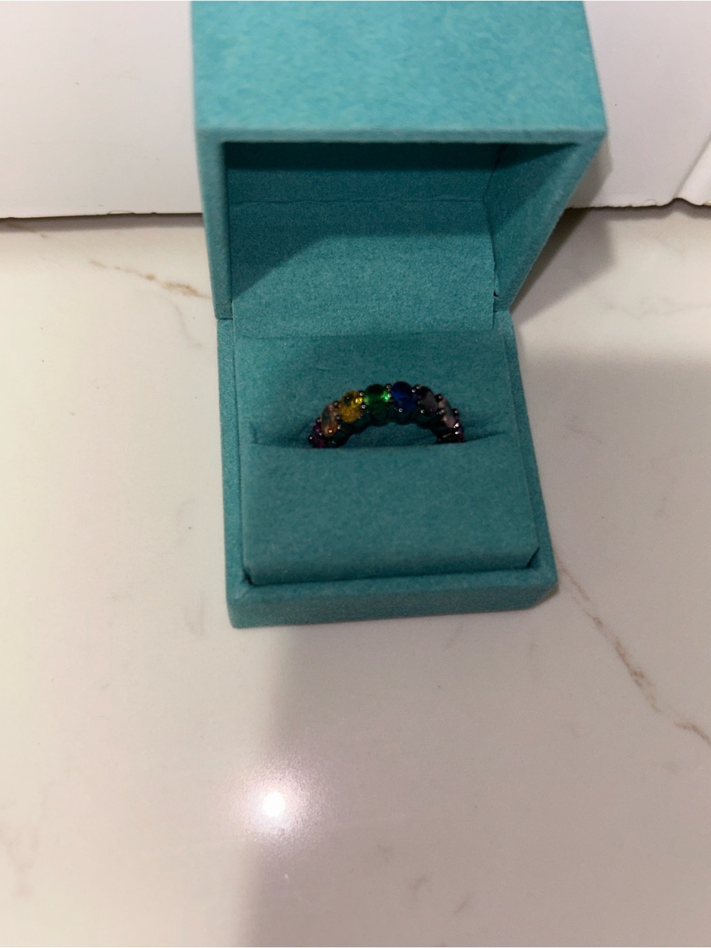 Kurt Geiger Rainbow Crystal Ring Multicolor Stones,black hardware NIB/NWT - Picture 9 of 11